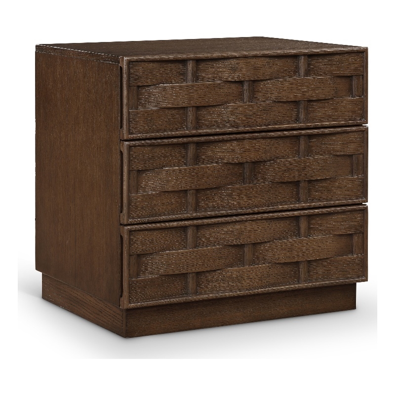 Meridian Furniture Weave Brown Oak Veneer Night Stand