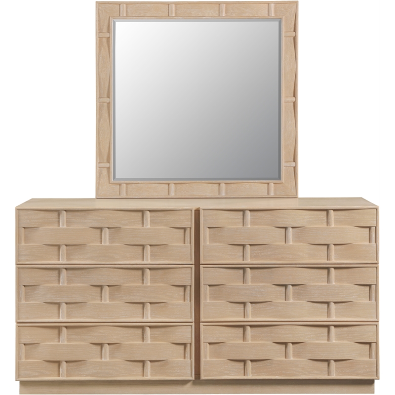 Meridian Furniture Weave Natural Oak Veneer Mirror