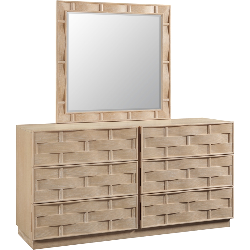 Meridian Furniture Weave Natural Oak Veneer Mirror