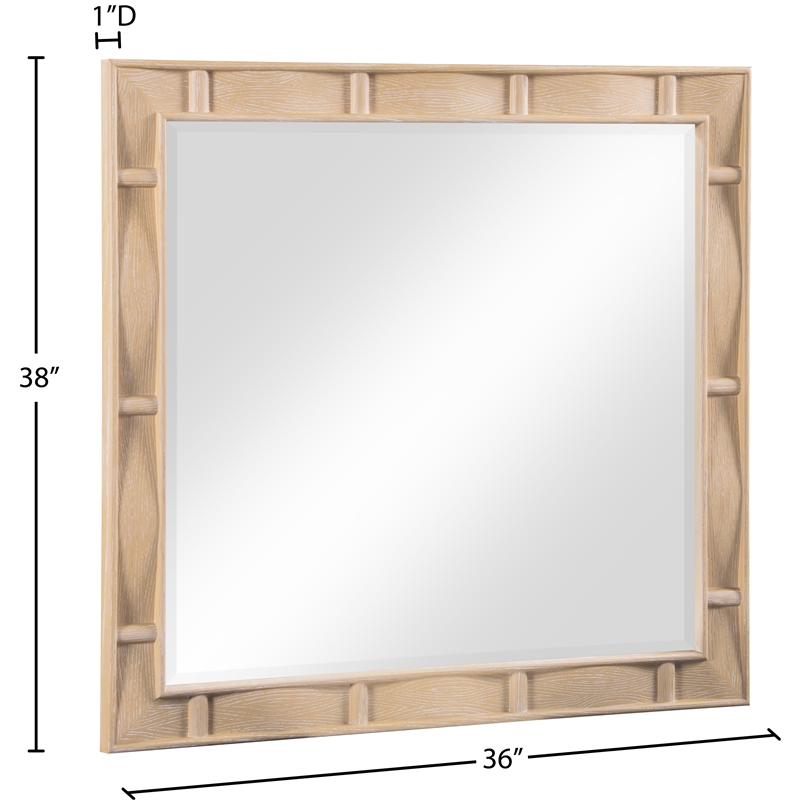 Meridian Furniture Weave Natural Oak Veneer Mirror
