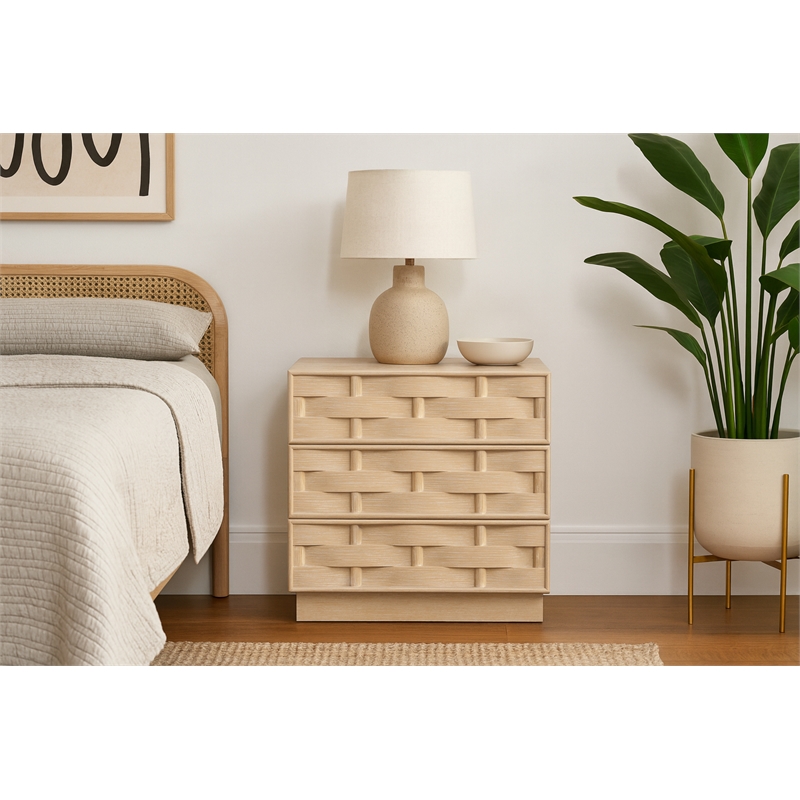 Meridian Furniture Weave Natural Oak Veneer Night Stand