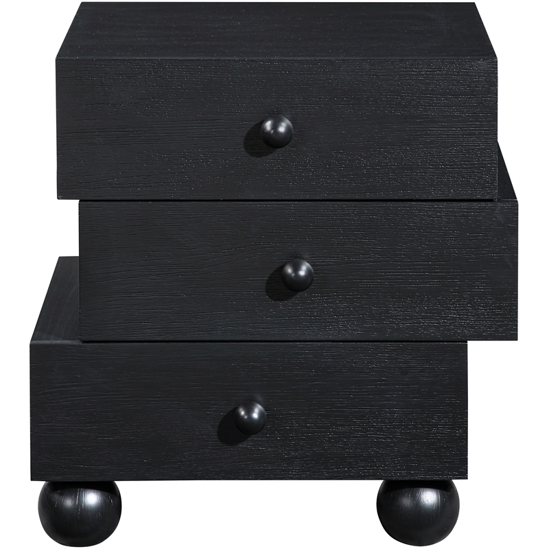 Meridian Furniture Askew Black Oak Veneer Night Stand