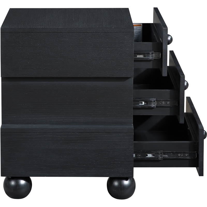 Meridian Furniture Askew Black Oak Veneer Night Stand