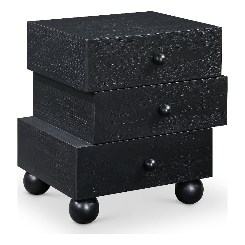 Meridian Furniture Askew Black Oak Veneer Night Stand