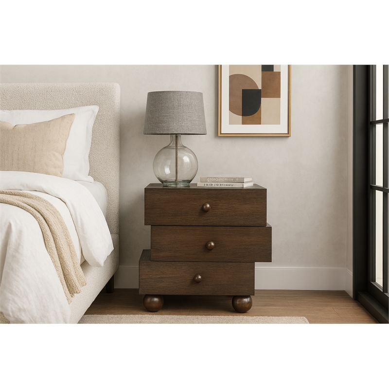 Meridian Furniture Askew Brown Oak Veneer Night Stand
