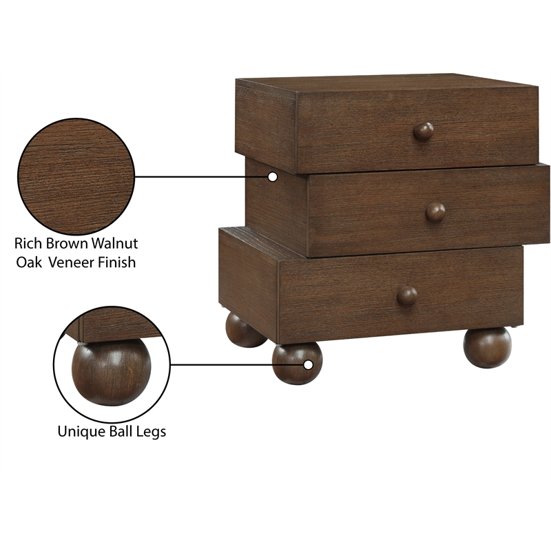 Meridian Furniture Askew Brown Oak Veneer Night Stand