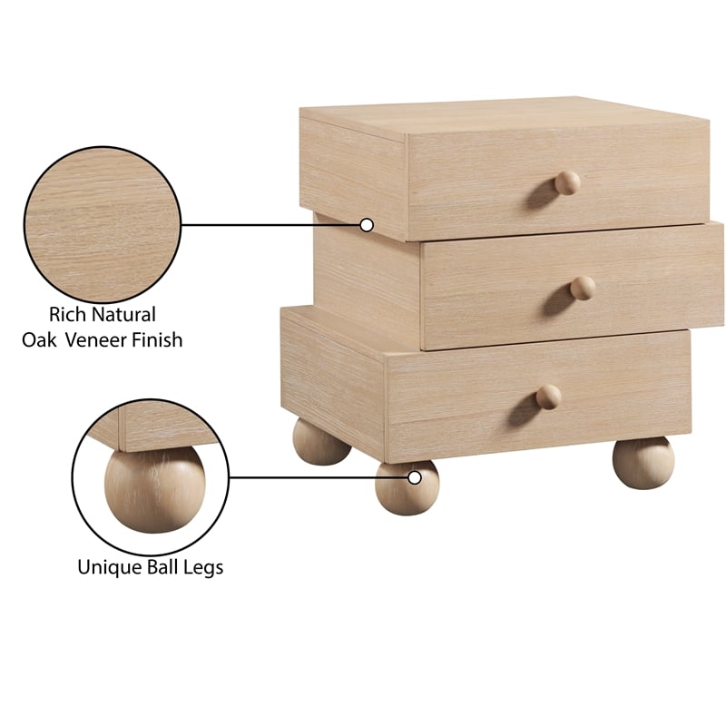 Meridian Furniture Askew Natural Oak Veneer Night Stand