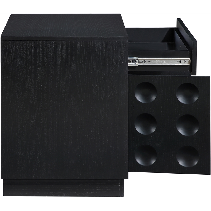 Meridian Furniture Compass Black Oak Veneer Night Stand