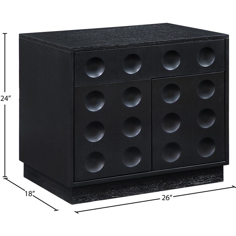 Meridian Furniture Compass Black Oak Veneer Night Stand
