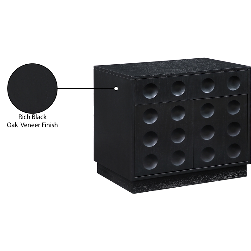 Meridian Furniture Compass Black Oak Veneer Night Stand