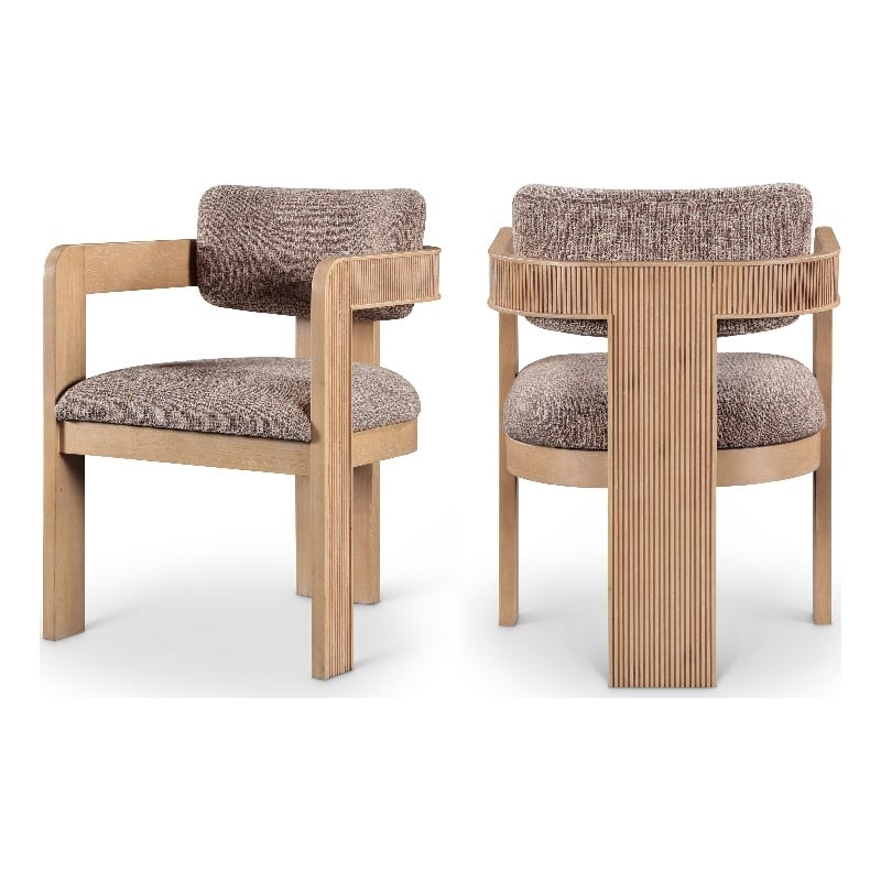 Meridian Furniture Sacha Brown Linen Textured Fabric Dining Chair (Set of 2)
