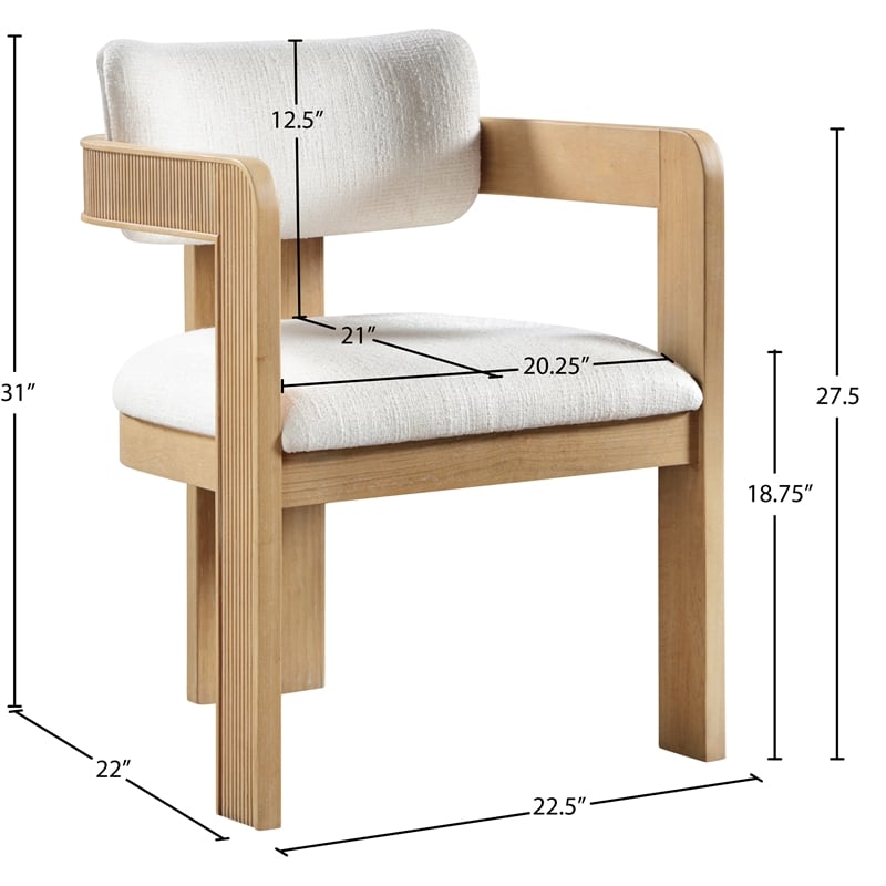 Meridian Furniture Sacha Cream Linen Textured Fabric Dining Chair (Set of 2)