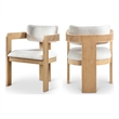 Meridian Furniture Sacha Cream Linen Textured Fabric Dining Chair (Set of 2)