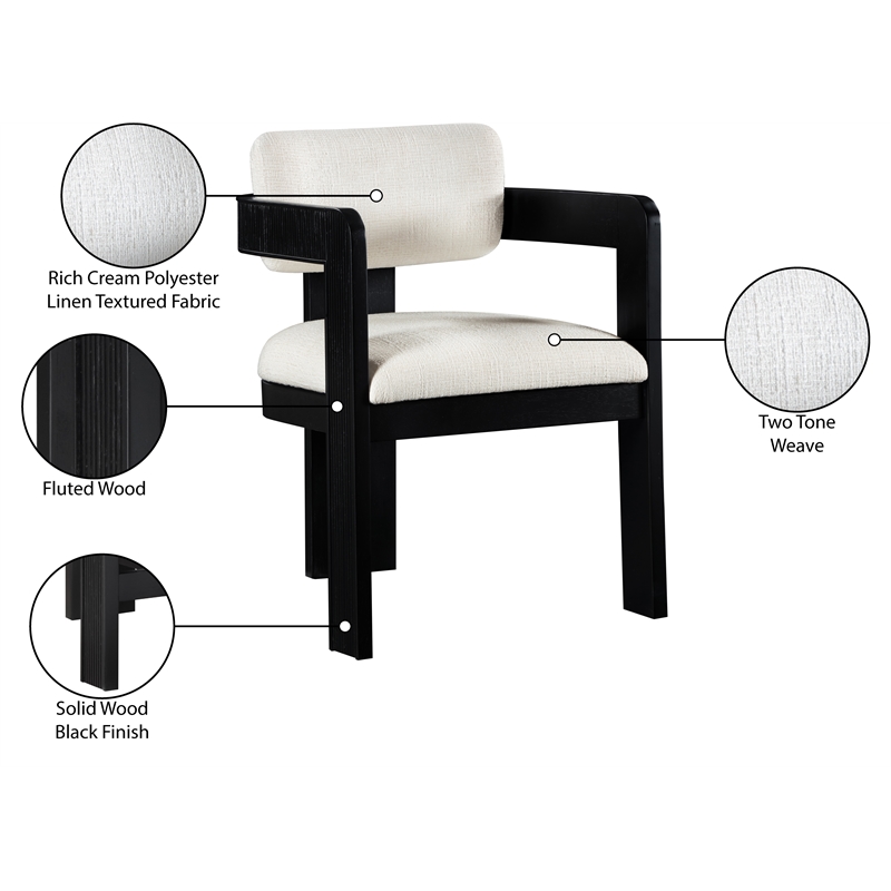 Meridian Furniture Sacha Cream Linen Textured Fabric Dining Chair (Set of 2)