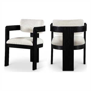 Meridian Furniture Sacha Cream Linen Textured Fabric Dining Chair (Set of 2)