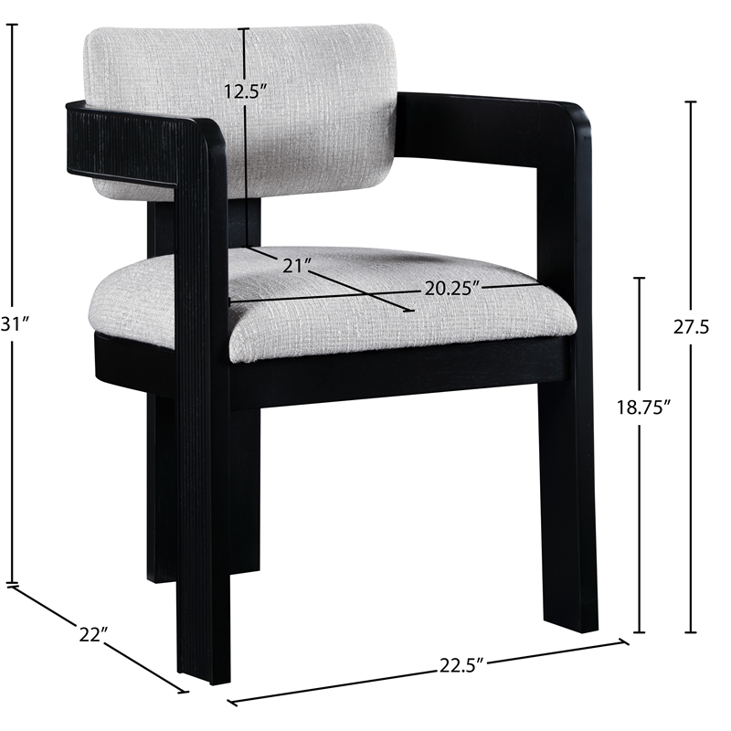 Meridian Furniture Sacha Grey Linen Textured Fabric Dining Chair (Set of 2)