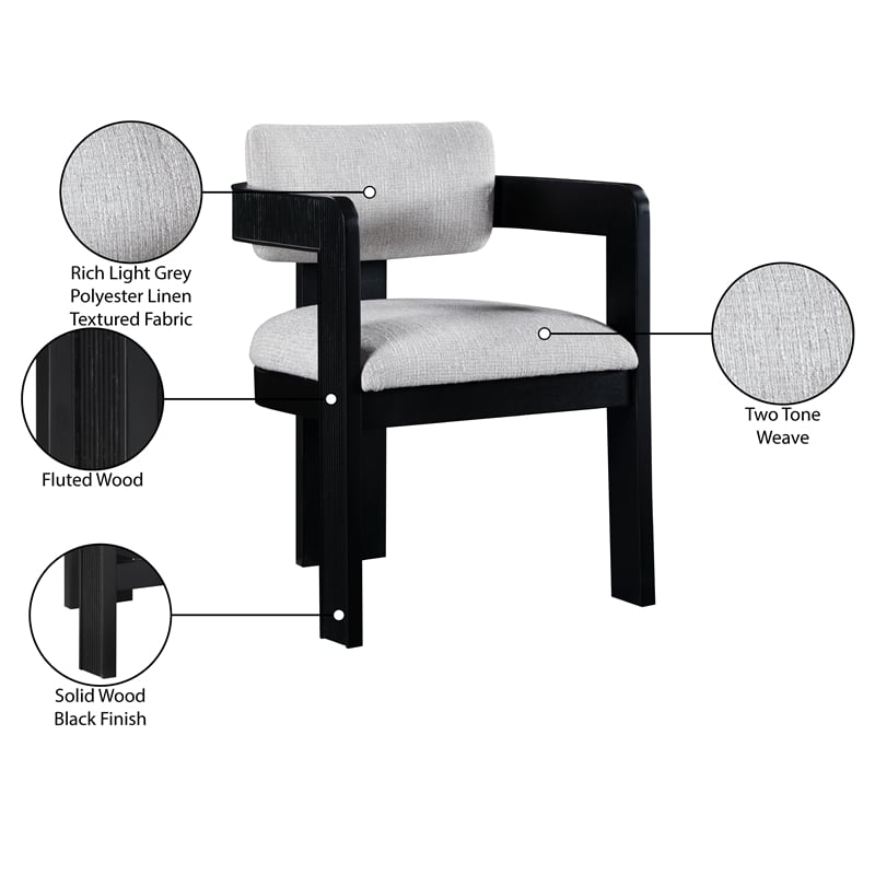 Meridian Furniture Sacha Grey Linen Textured Fabric Dining Chair (Set of 2)