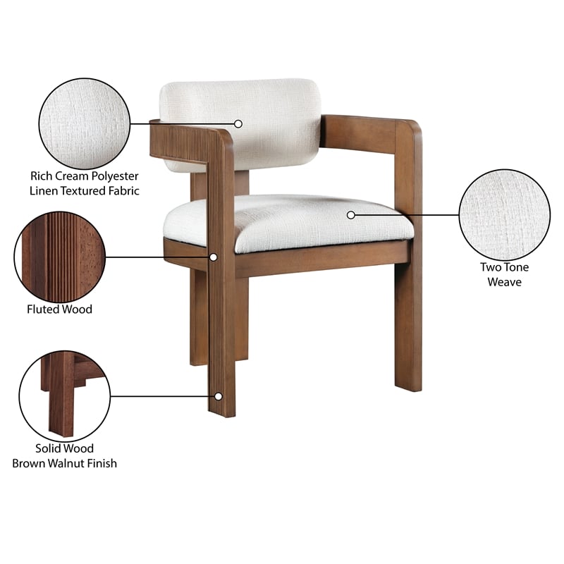 Meridian Furniture Sacha Cream Linen Textured Fabric Dining Chair (Set of 2)