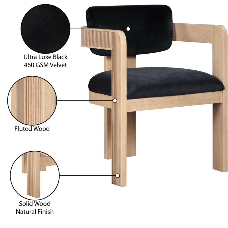 Meridian Furniture Sacha Black Velvet Dining Chair (Set of 2)