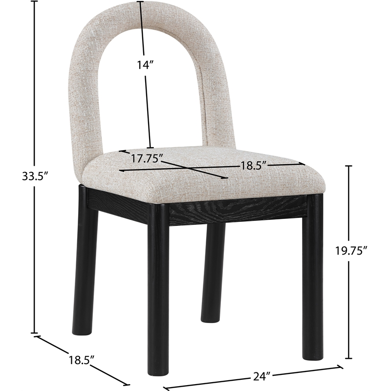 Meridian Furniture Conrad Beige Linen Textured Fabric Dining Chair