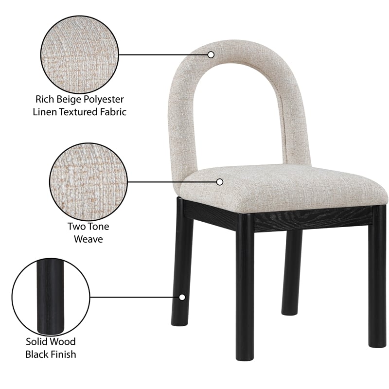 Meridian Furniture Conrad Beige Linen Textured Fabric Dining Chair