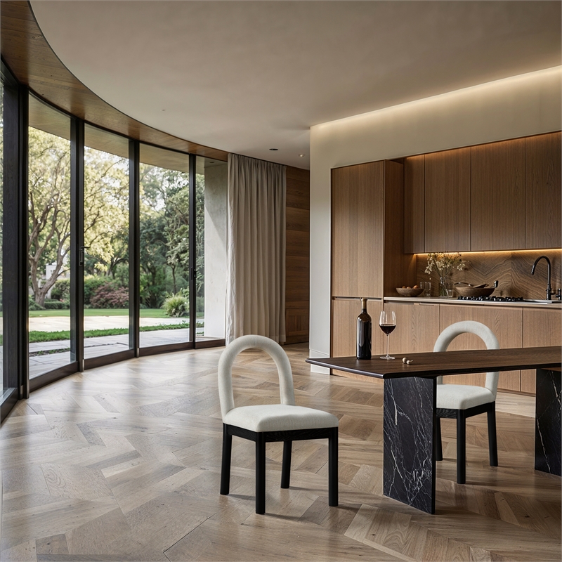 Meridian Furniture Conrad Cream Linen Textured Fabric Dining Chair