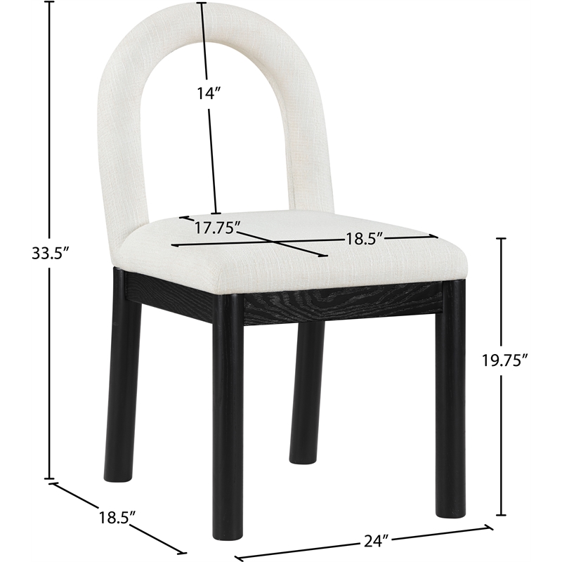 Meridian Furniture Conrad Cream Linen Textured Fabric Dining Chair