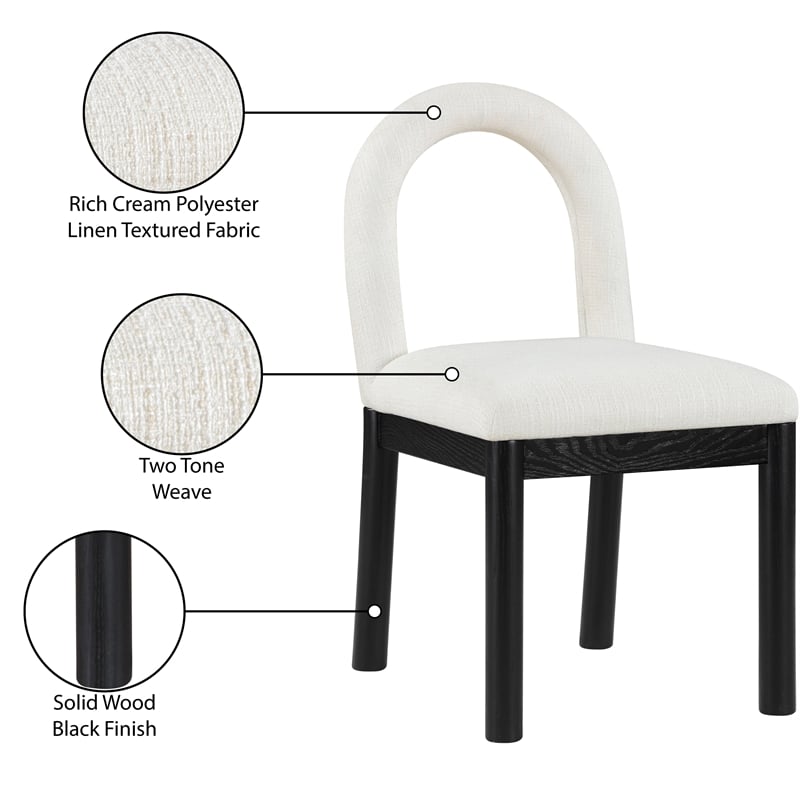 Meridian Furniture Conrad Cream Linen Textured Fabric Dining Chair