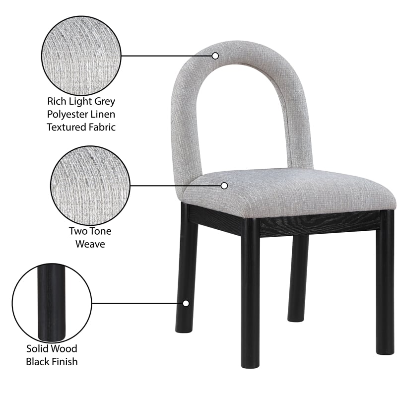 Meridian Furniture Conrad Grey Linen Textured Fabric Dining Chair