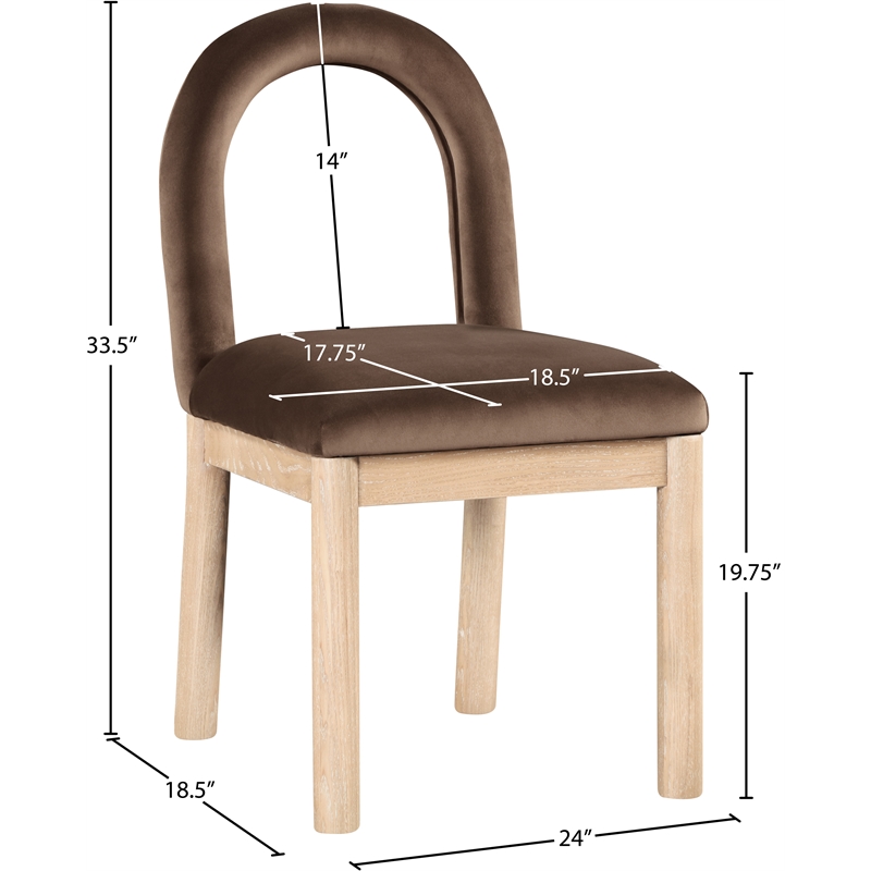 Meridian Furniture Conrad Brown Velvet Dining Chair