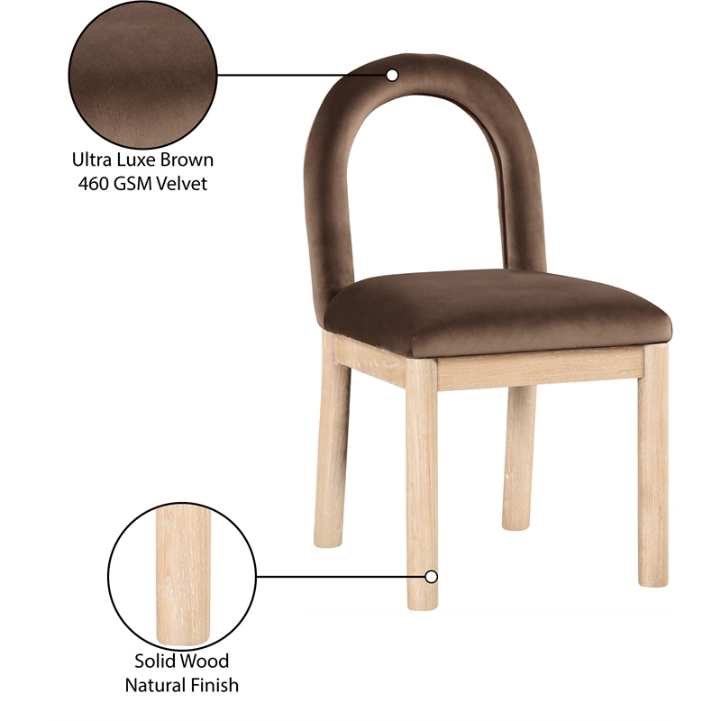 Meridian Furniture Conrad Brown Velvet Dining Chair