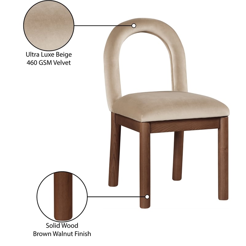 Meridian Furniture Conrad Beige Velvet Dining Chair