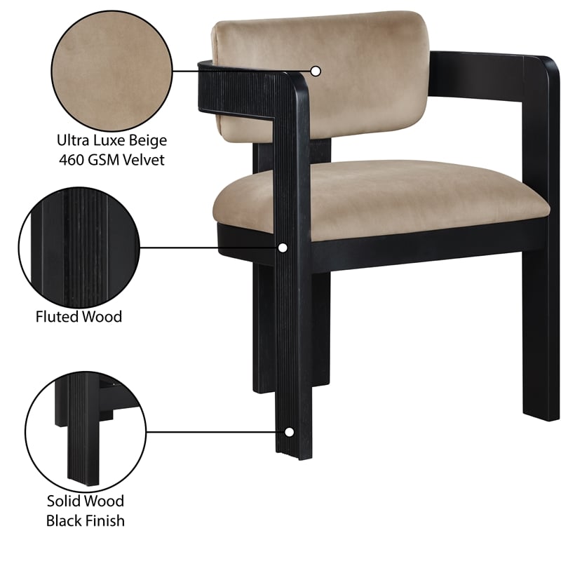 Meridian Furniture Sacha Beige Velvet Dining Chair (Set of 2)