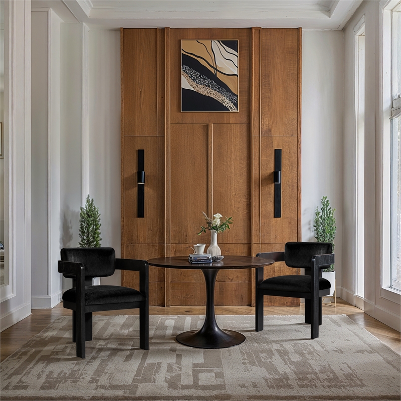 Meridian Furniture Sacha Black Velvet Dining Chair (Set of 2)
