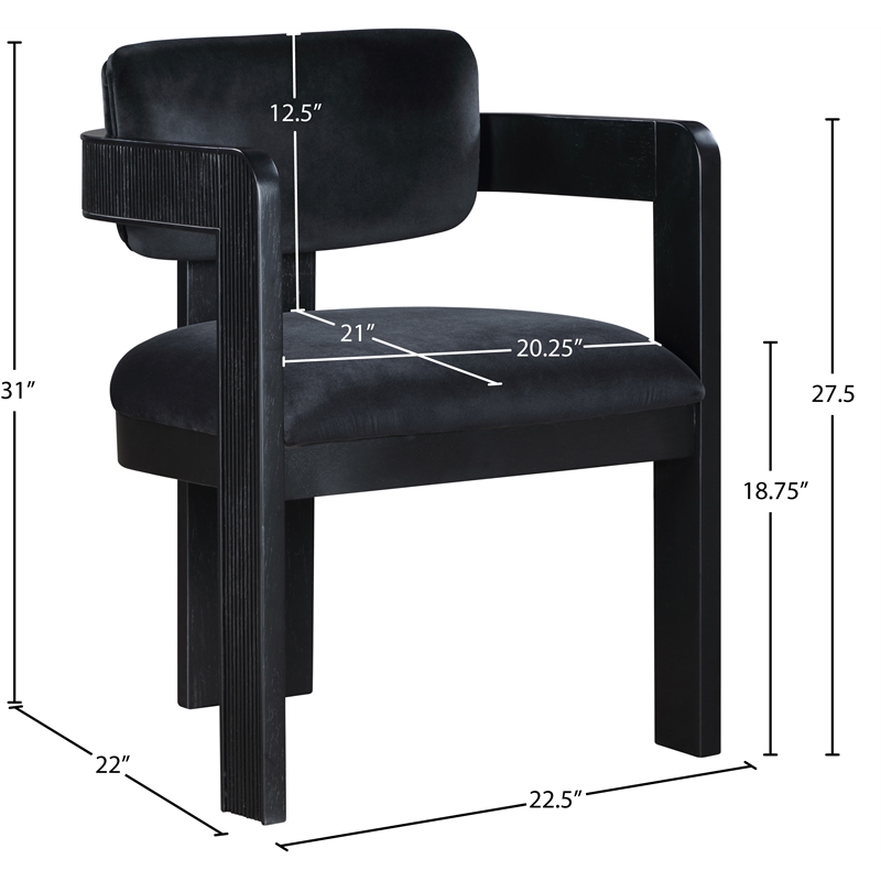 Meridian Furniture Sacha Black Velvet Dining Chair (Set of 2)