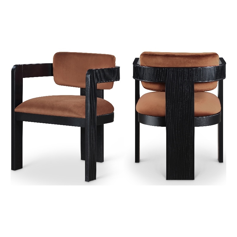 Meridian Furniture Sacha Cognac Velvet Dining Chair (Set of 2)