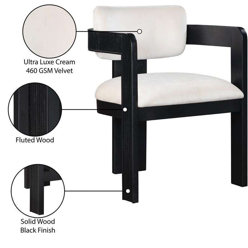 Meridian Furniture Sacha Cream Velvet Dining Chair (Set of 2)