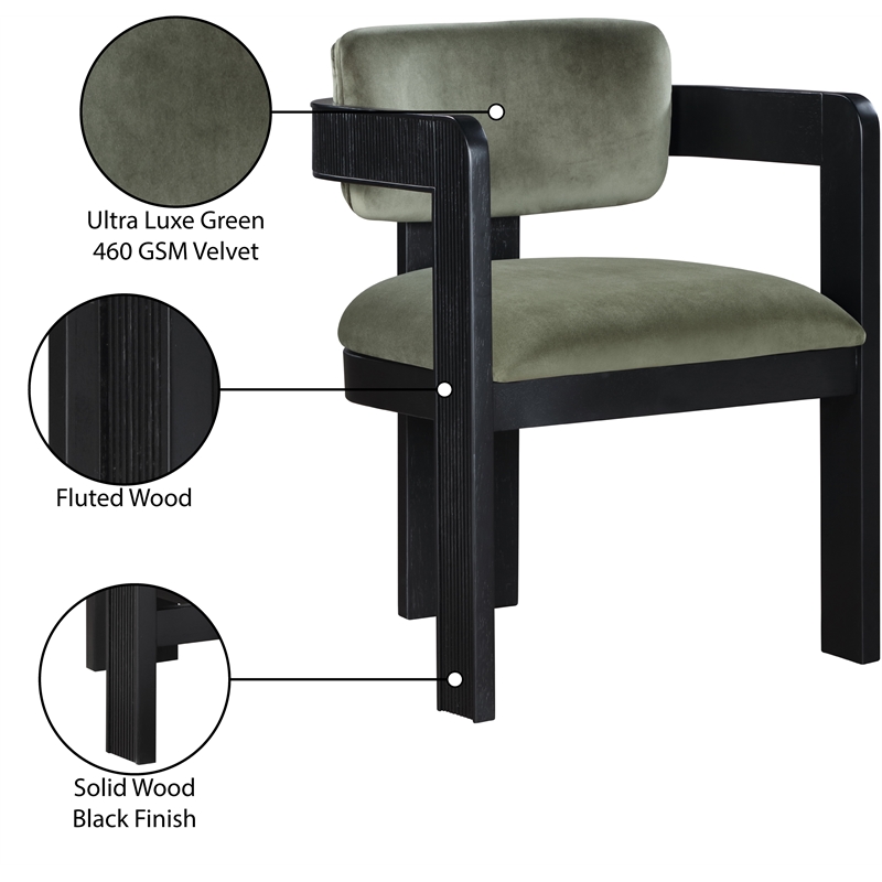 Meridian Furniture Sacha Green Velvet Dining Chair (Set of 2)