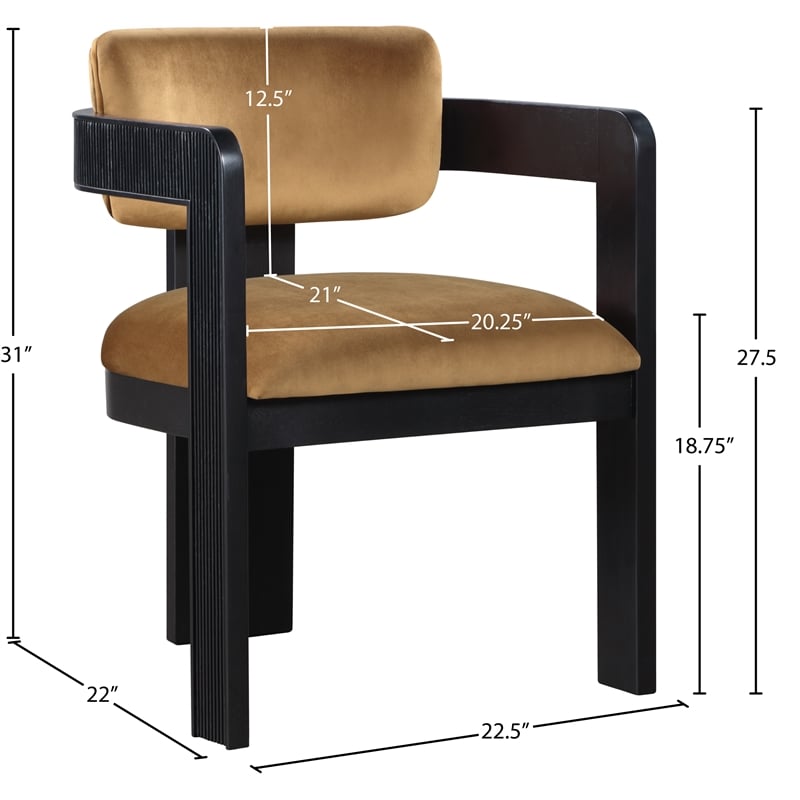 Meridian Furniture Sacha Saddle Velvet Dining Chair (Set of 2)