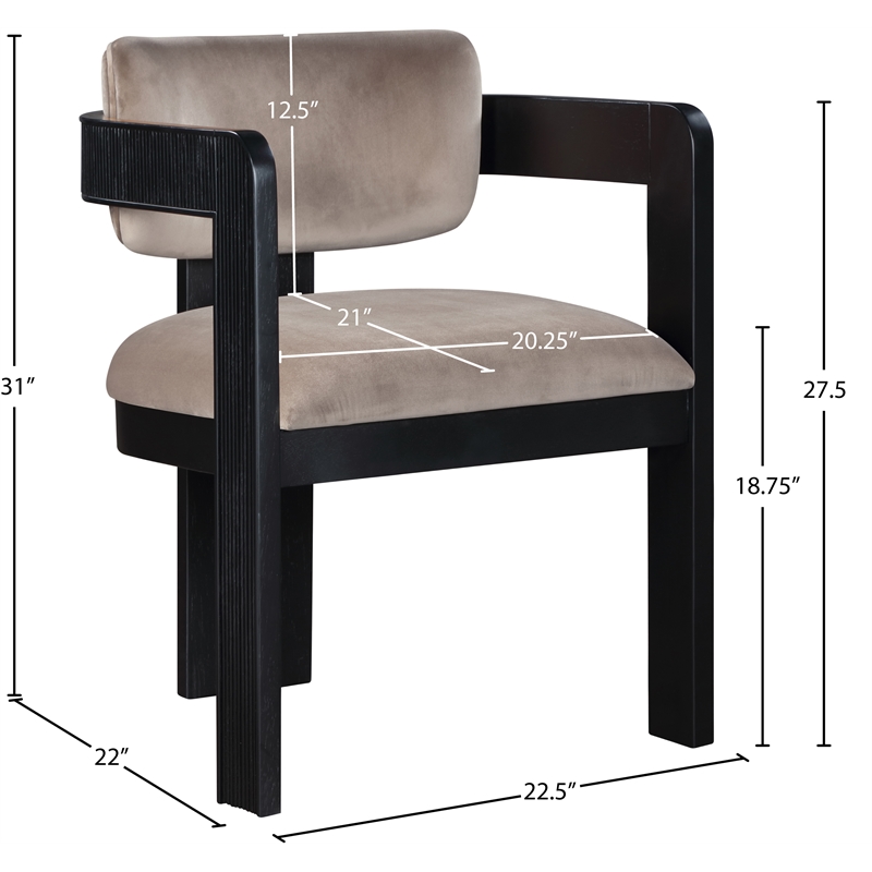 Meridian Furniture Sacha Taupe Velvet Dining Chair (Set of 2)