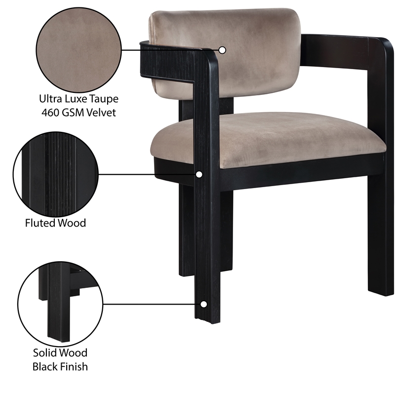 Meridian Furniture Sacha Taupe Velvet Dining Chair (Set of 2)