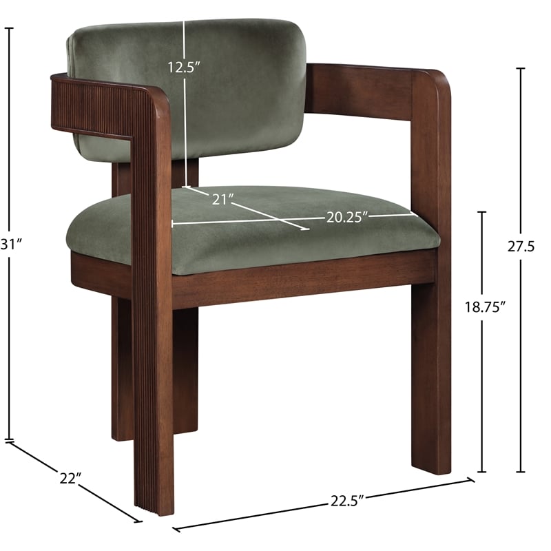 Meridian Furniture Sacha Green Velvet Dining Chair (Set of 2)