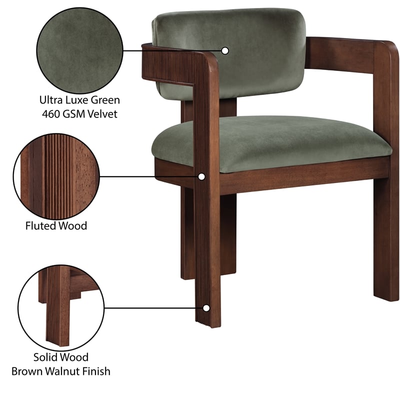 Meridian Furniture Sacha Green Velvet Dining Chair (Set of 2)