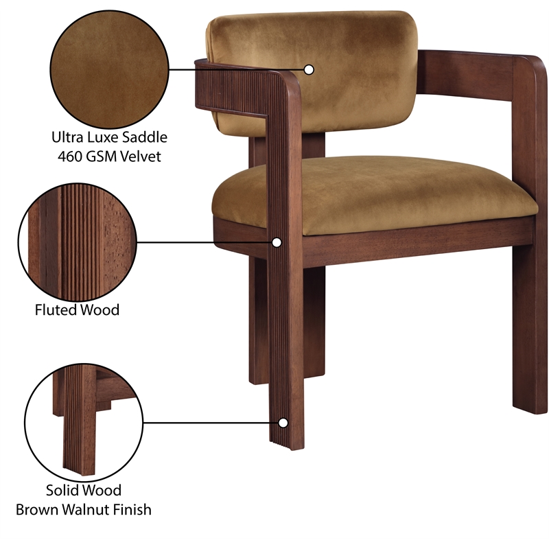 Meridian Furniture Sacha Saddle Velvet Dining Chair (Set of 2)