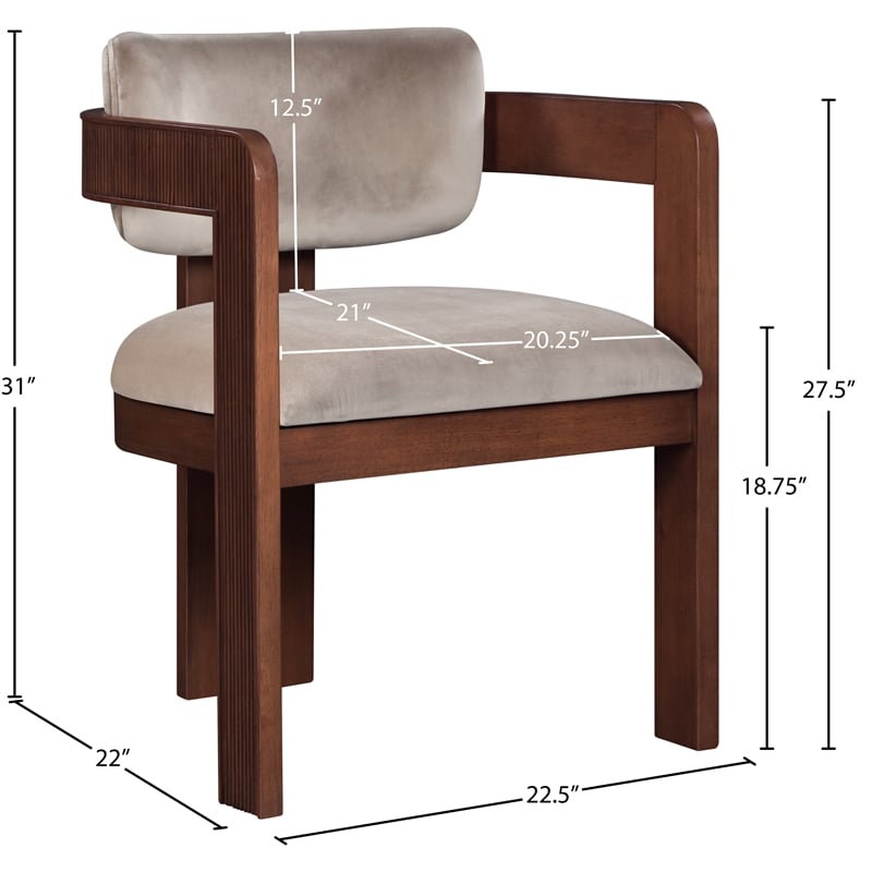 Meridian Furniture Sacha Taupe Velvet Dining Chair (Set of 2)
