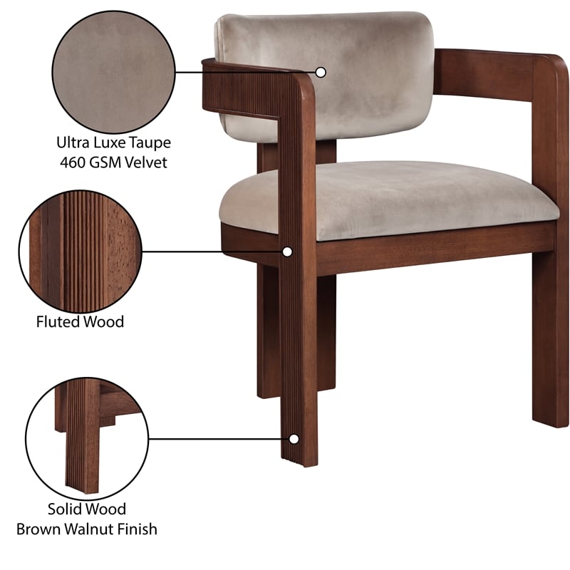 Meridian Furniture Sacha Taupe Velvet Dining Chair (Set of 2)