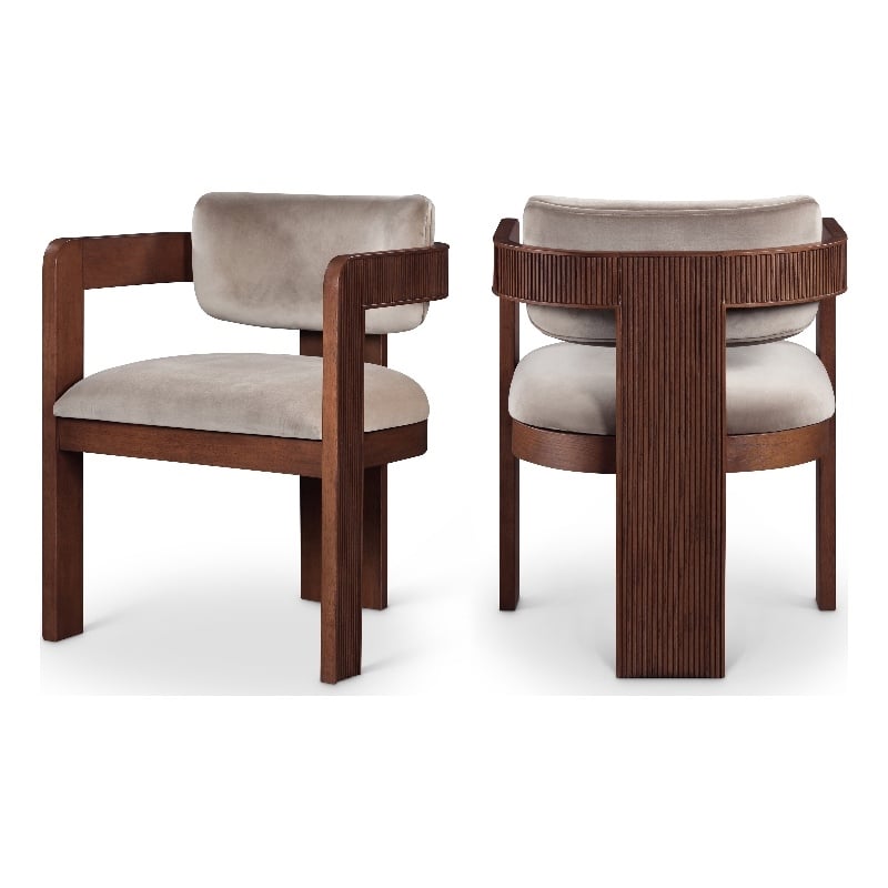 Meridian Furniture Sacha Taupe Velvet Dining Chair (Set of 2)
