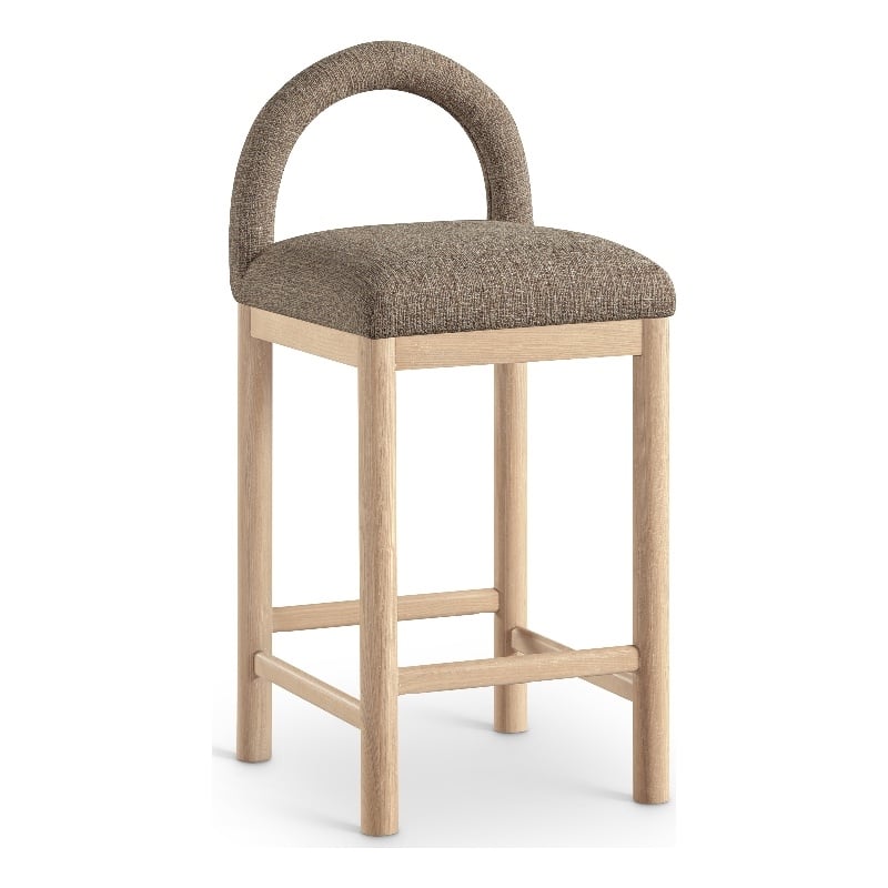 Meridian Furniture Conrad Brown Linen Textured Fabric Counter Stool