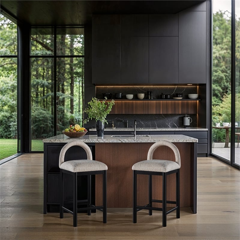 Meridian Furniture Conrad Beige Linen Textured Fabric Counter Stool