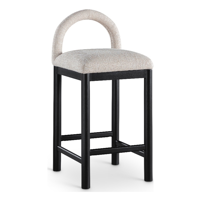 Meridian Furniture Conrad Beige Linen Textured Fabric Counter Stool